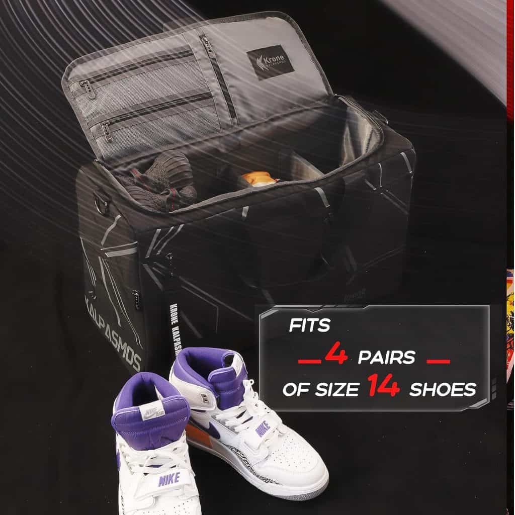 Sneaker Bag, Sport Duffel Bag for Men Women, Gym Bag, Gear Bag, Krone Kalpasmos Versatile Travel Duffel Bag with 3 Removable Dividers, 1 Shoulder Strap, Travel Essential, Cool Grey