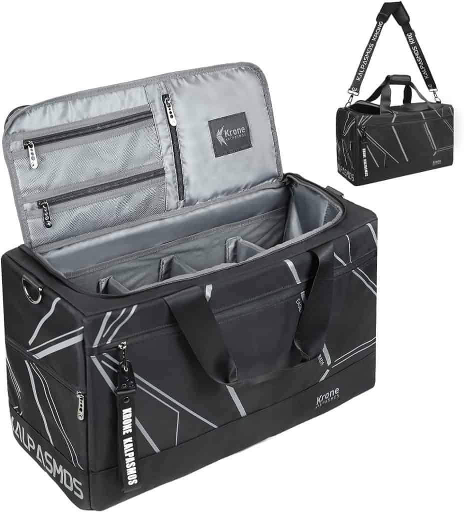 Sneaker Bag, Sport Duffel Bag for Men Women, Gym Bag, Gear Bag, Krone Kalpasmos Versatile Travel Duffel Bag with 3 Removable Dividers, 1 Shoulder Strap, Travel Essential, Cool Grey