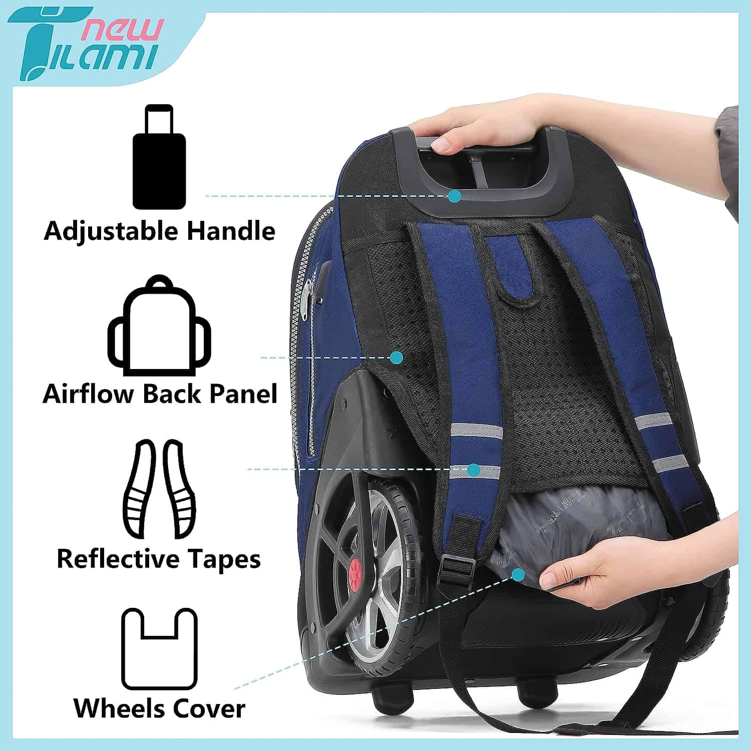 NEW TILAMI Rolling Backpack 19 inch Teens Backpack Review