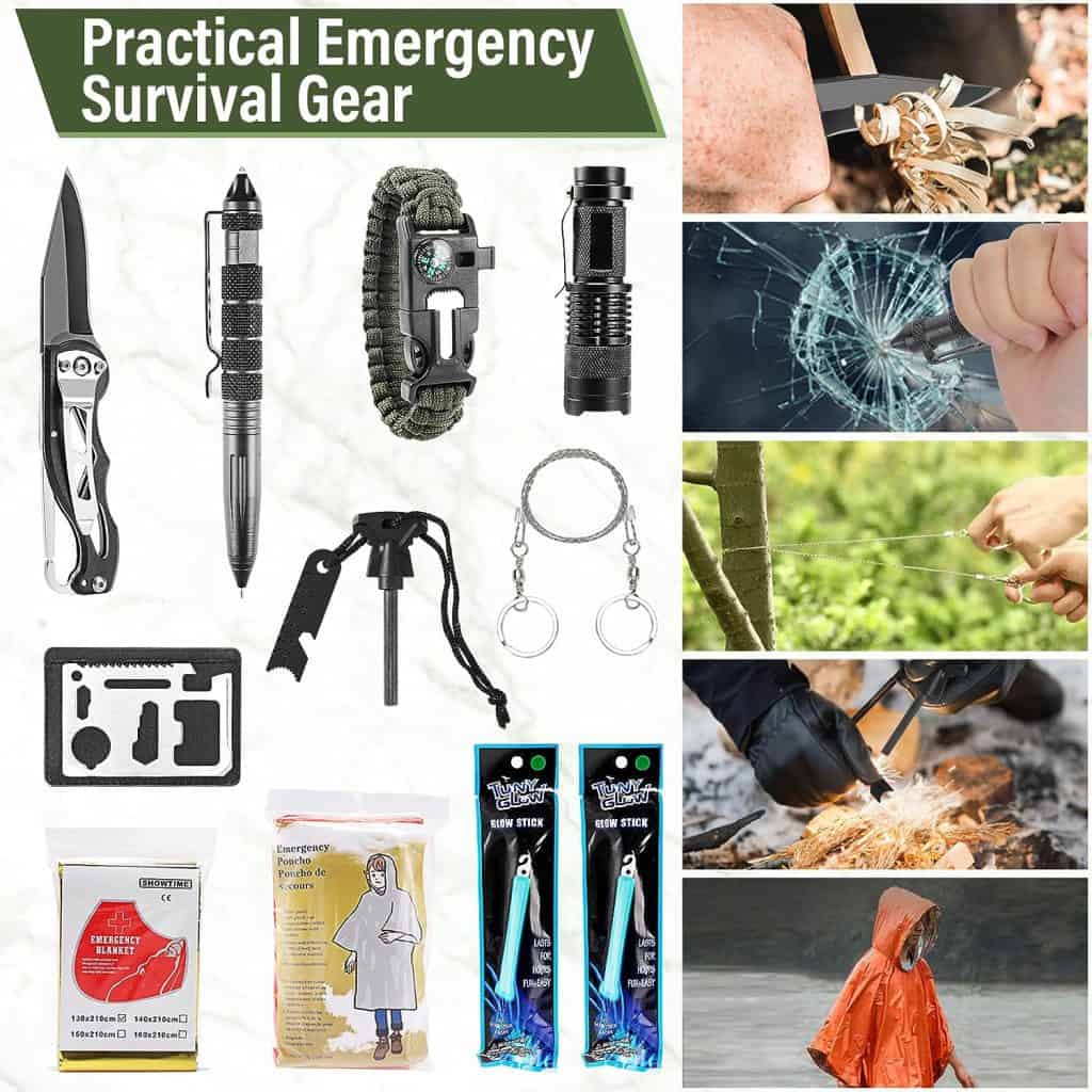 Survival First Aid Kit, Molle Medical Pouch 282PCS Outdoor Emergency Survival Gear and Equipment for Hiking Camping Hunting Car Boat Home Travel and Adventures, for Him Men (Black Camo)